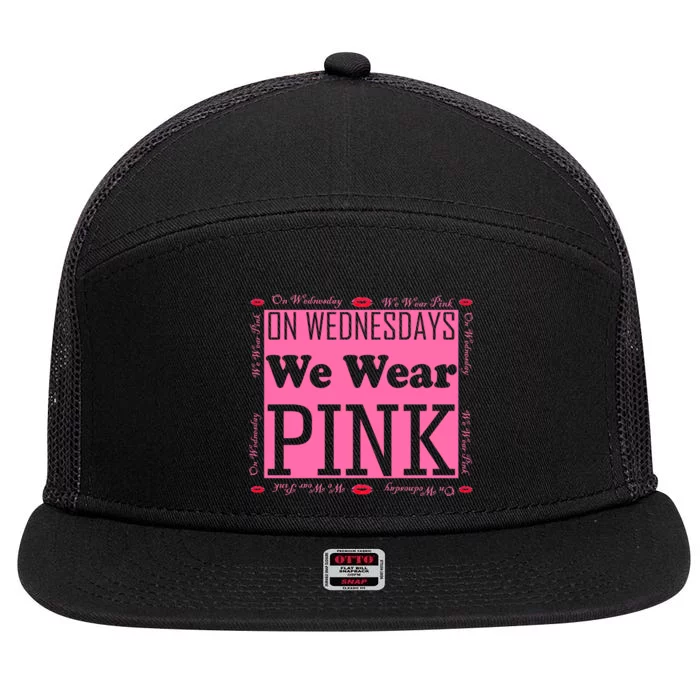 Wednesdays We Wear Pink Breast Cancer 7 Panel Mesh Trucker Snapback Hat