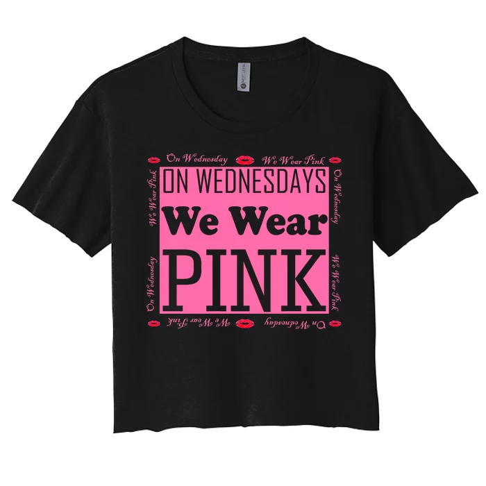 Wednesdays We Wear Pink Breast Cancer Women's Crop Top Tee