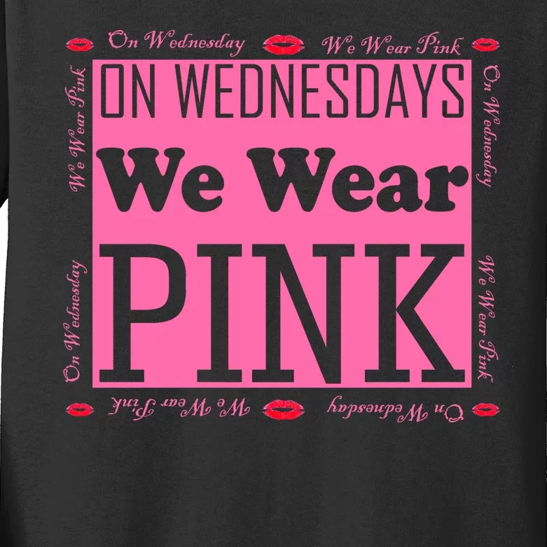 Wednesdays We Wear Pink Breast Cancer Kids Long Sleeve Shirt