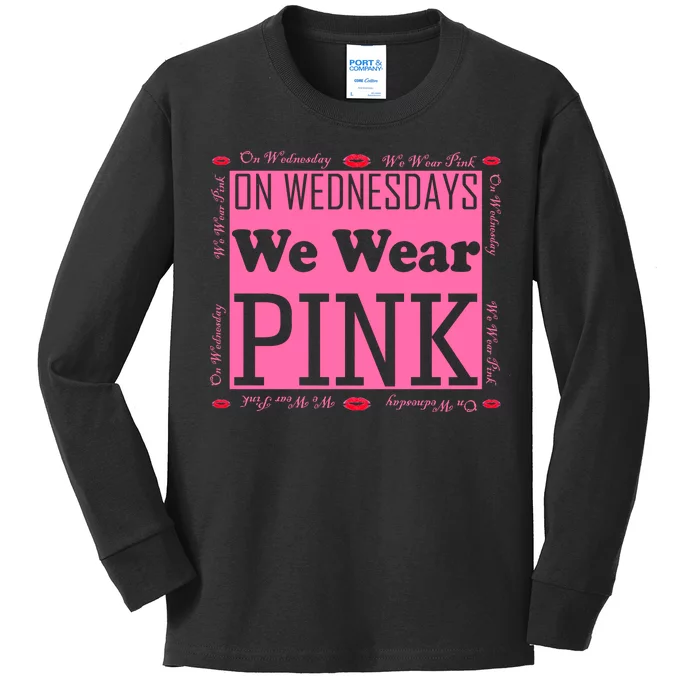 Wednesdays We Wear Pink Breast Cancer Kids Long Sleeve Shirt