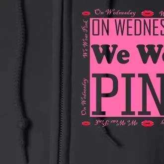 Wednesdays We Wear Pink Breast Cancer Full Zip Hoodie