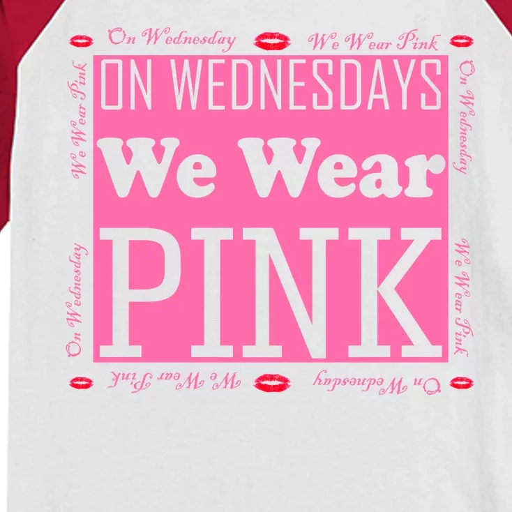 Wednesdays We Wear Pink Breast Cancer Kids Colorblock Raglan Jersey