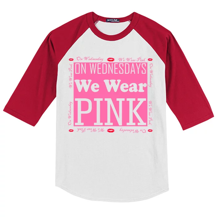 Wednesdays We Wear Pink Breast Cancer Kids Colorblock Raglan Jersey