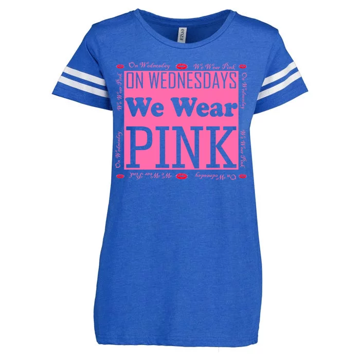 Wednesdays We Wear Pink Breast Cancer Enza Ladies Jersey Football T-Shirt