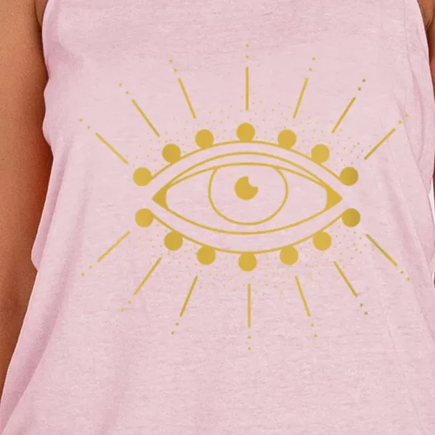 Womens Evil Eye Mystic Astrology Women's Knotted Racerback Tank