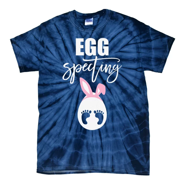 Womens Eggspecting Easter Pregnancy Baby Announcement Tie-Dye T-Shirt