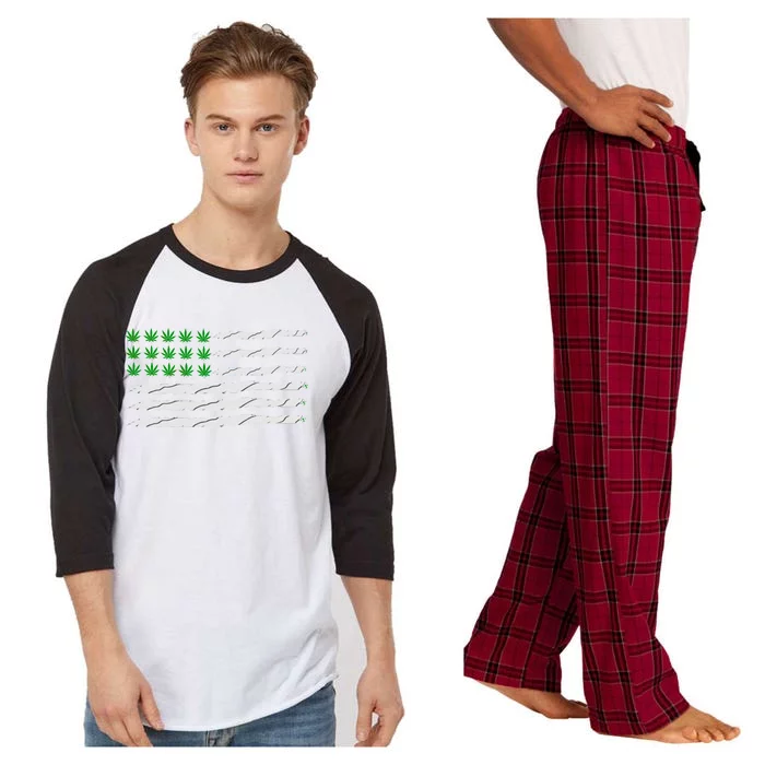 Weed American Flag Raglan Sleeve Pajama Set