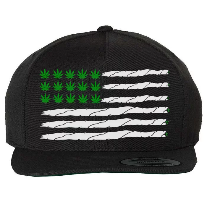 Weed American Flag Wool Snapback Cap