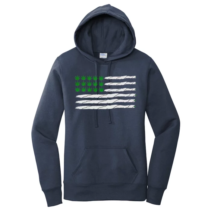 Weed American Flag Women's Pullover Hoodie