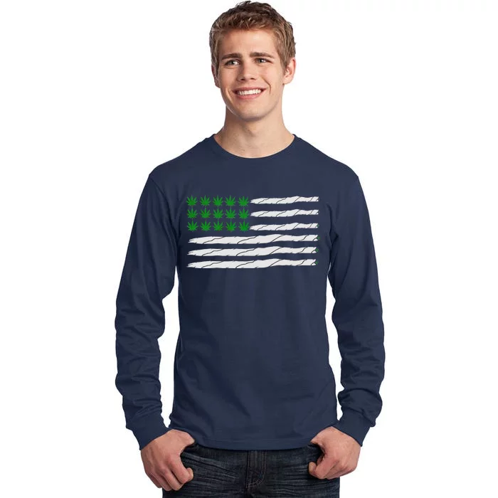 Weed American Flag Tall Long Sleeve T-Shirt