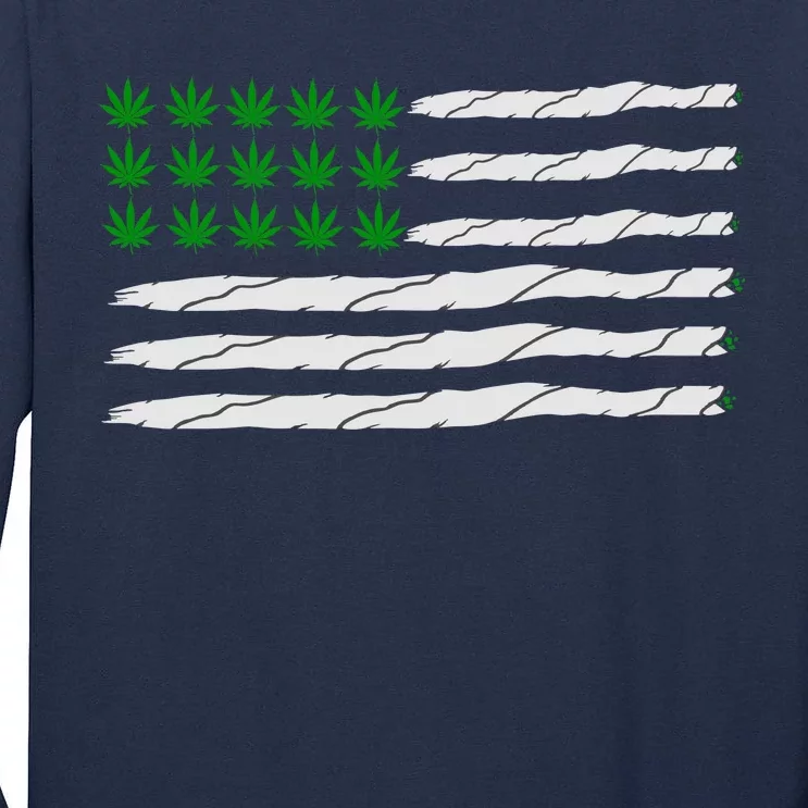 Weed American Flag Tall Long Sleeve T-Shirt