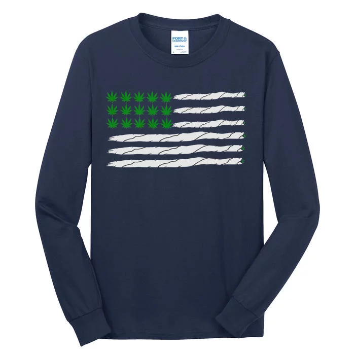 Weed American Flag Tall Long Sleeve T-Shirt