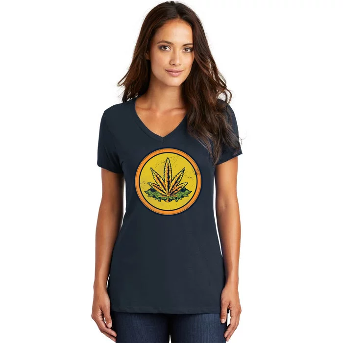 Weed Coin Women's V-Neck T-Shirt