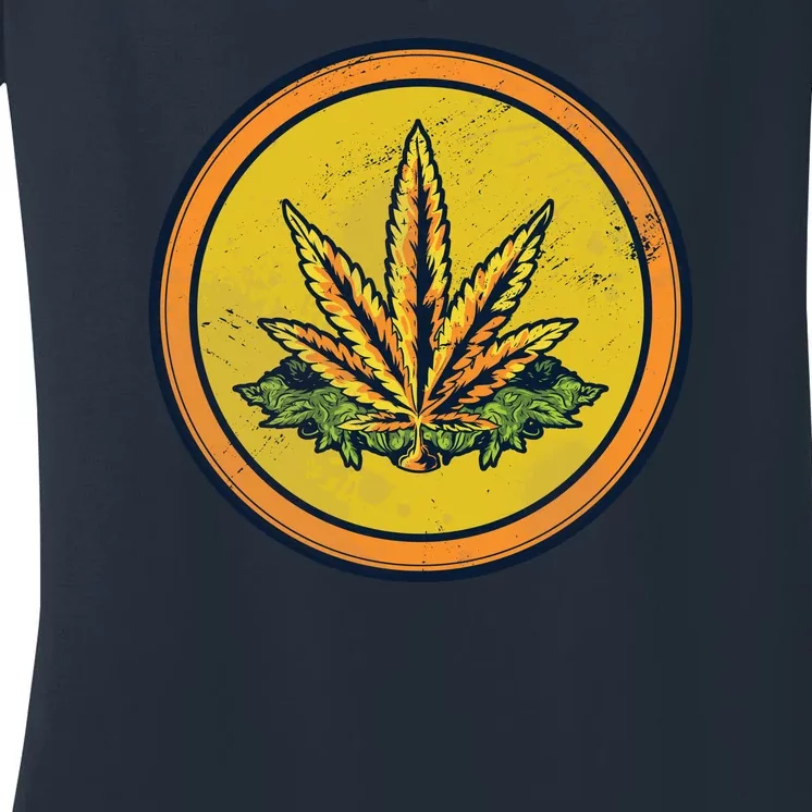 Weed Coin Women's V-Neck T-Shirt