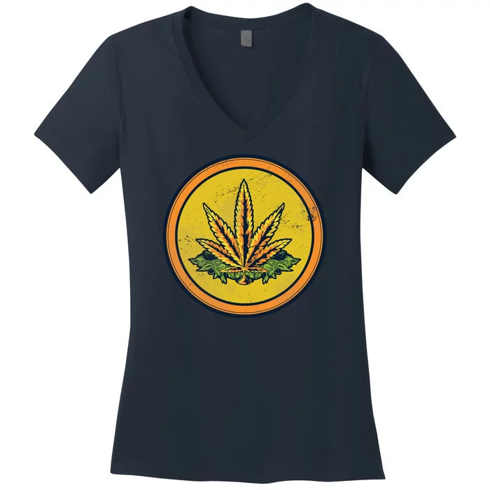 Weed Coin Women's V-Neck T-Shirt