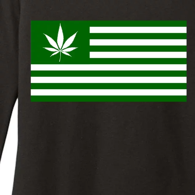 Weed Green America Flag Womens CVC Long Sleeve Shirt