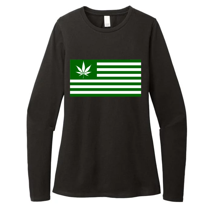 Weed Green America Flag Womens CVC Long Sleeve Shirt