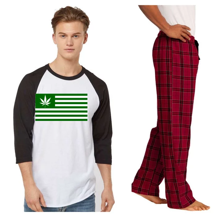 Weed Green America Flag Raglan Sleeve Pajama Set