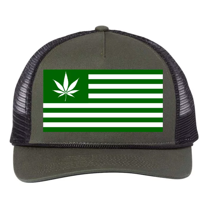 Weed Green America Flag Retro Rope Trucker Hat Cap