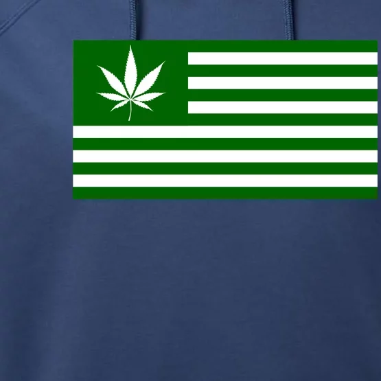 Weed Green America Flag Performance Fleece Hoodie