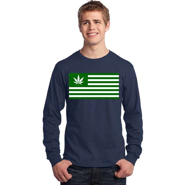 Weed Green America Flag Tall Long Sleeve T-Shirt