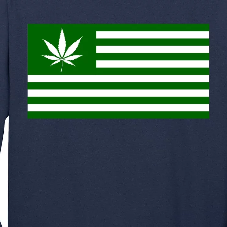 Weed Green America Flag Tall Long Sleeve T-Shirt