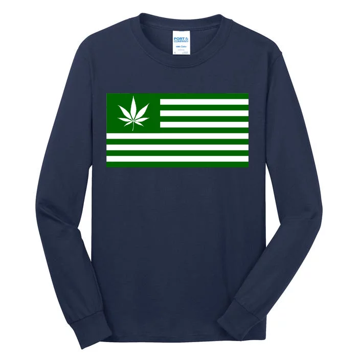 Weed Green America Flag Tall Long Sleeve T-Shirt