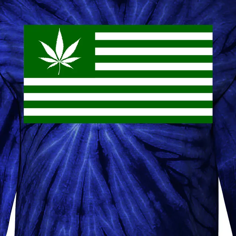 Weed Green America Flag Tie-Dye Long Sleeve Shirt