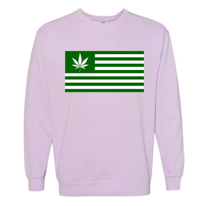 Weed Green America Flag Garment-Dyed Sweatshirt