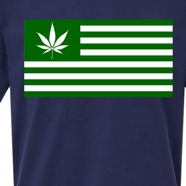 Weed Green America Flag Sueded Cloud Jersey T-Shirt