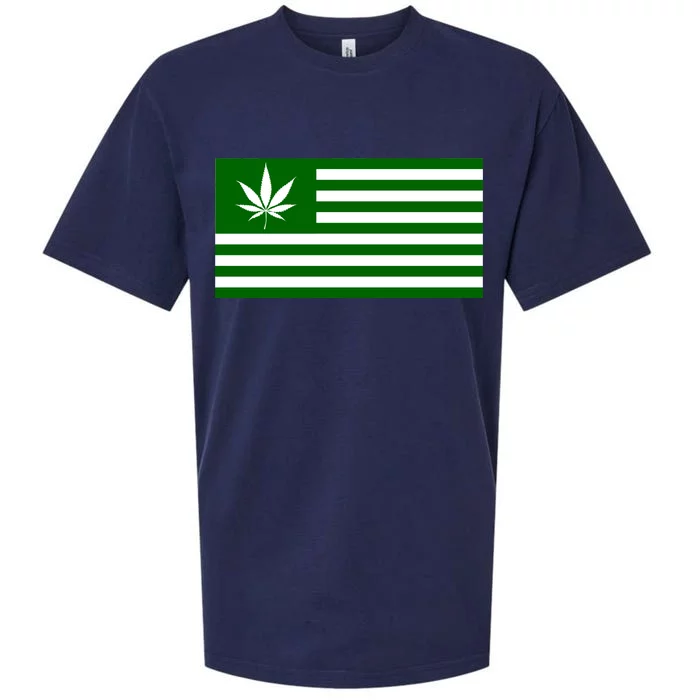 Weed Green America Flag Sueded Cloud Jersey T-Shirt