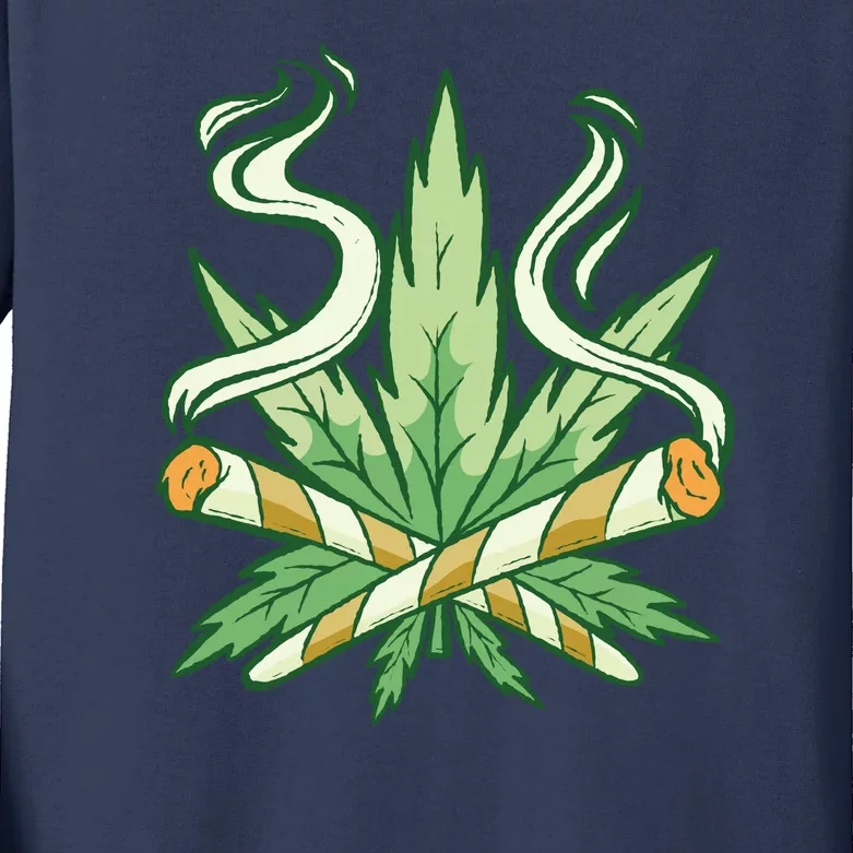 Weed Joint Cross Kids Long Sleeve Shirt