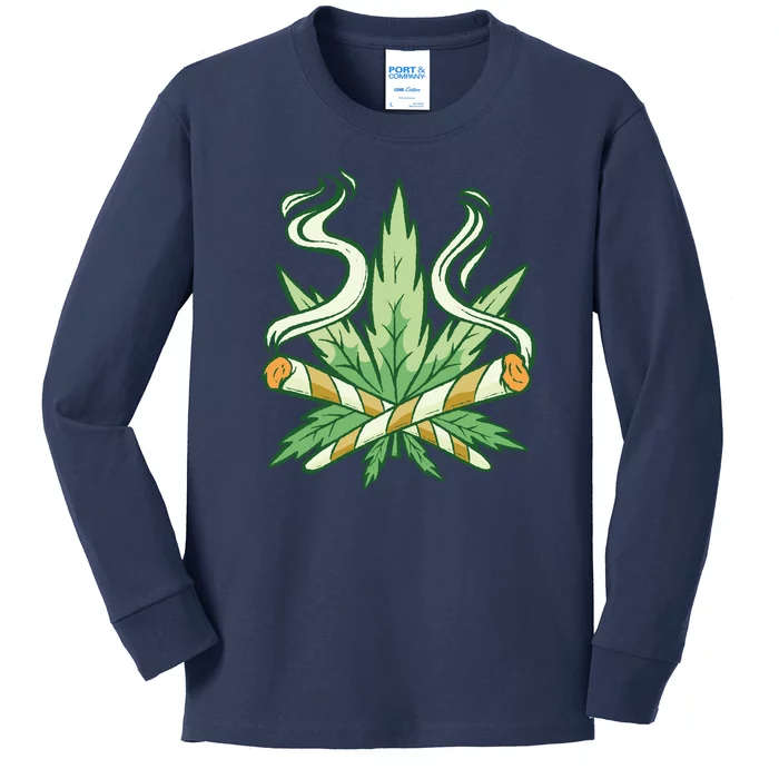 Weed Joint Cross Kids Long Sleeve Shirt