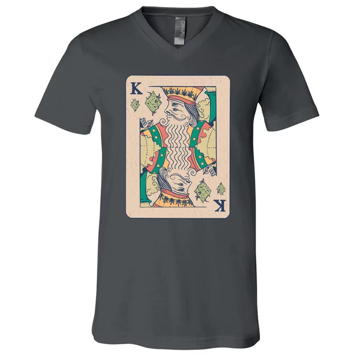 Weed King Poker Card V-Neck T-Shirt