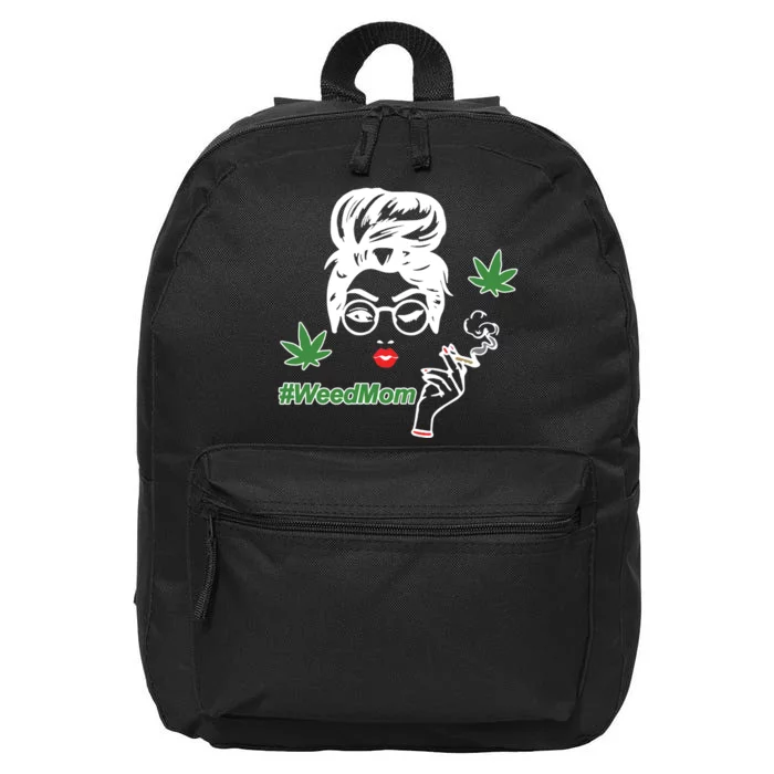 Weed Mom Mother Smoking Pot 16 in Basic Backpack