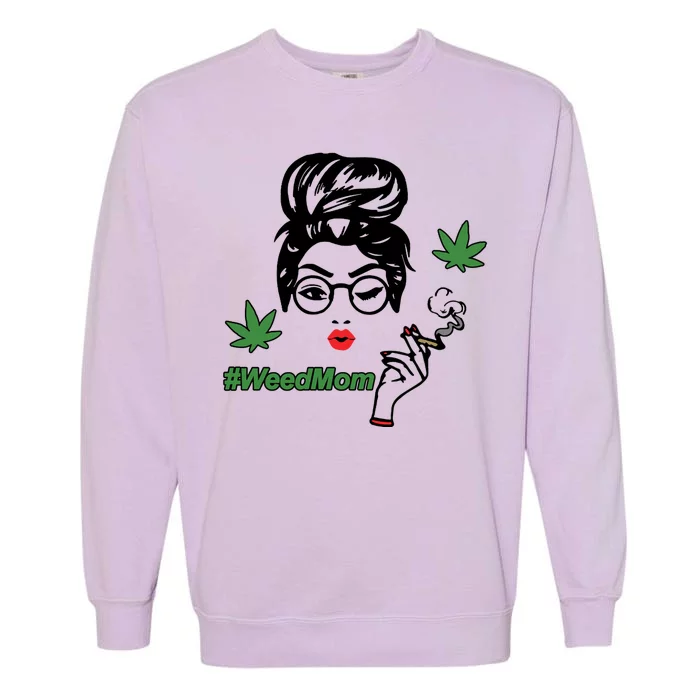 Weed Mom Mother Smoking Pot Garment-Dyed Sweatshirt