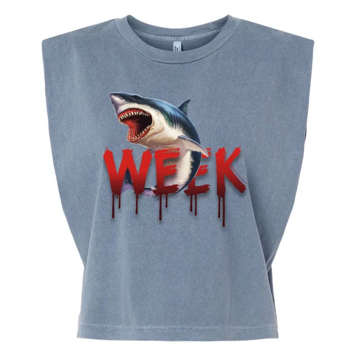 Week Of The Shark Logo Garment-Dyed Women's Muscle Tee