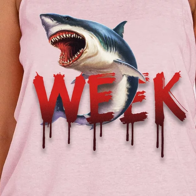 Week Of The Shark Logo Women's Knotted Racerback Tank