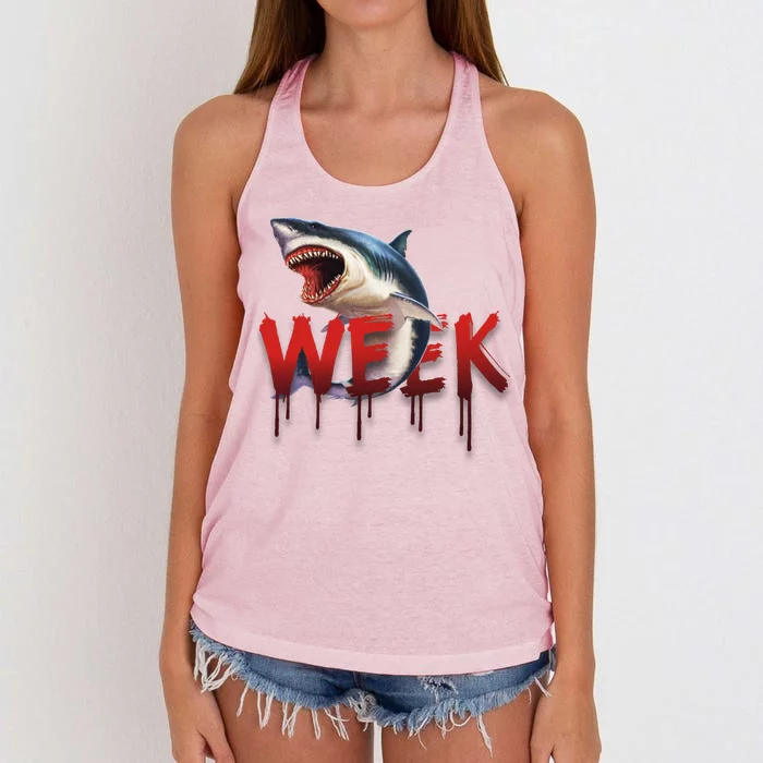 Week Of The Shark Logo Women's Knotted Racerback Tank