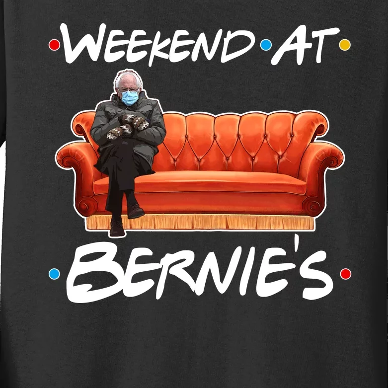 Weekend At Bernie's Mittens Meme Friends Kids Long Sleeve Shirt