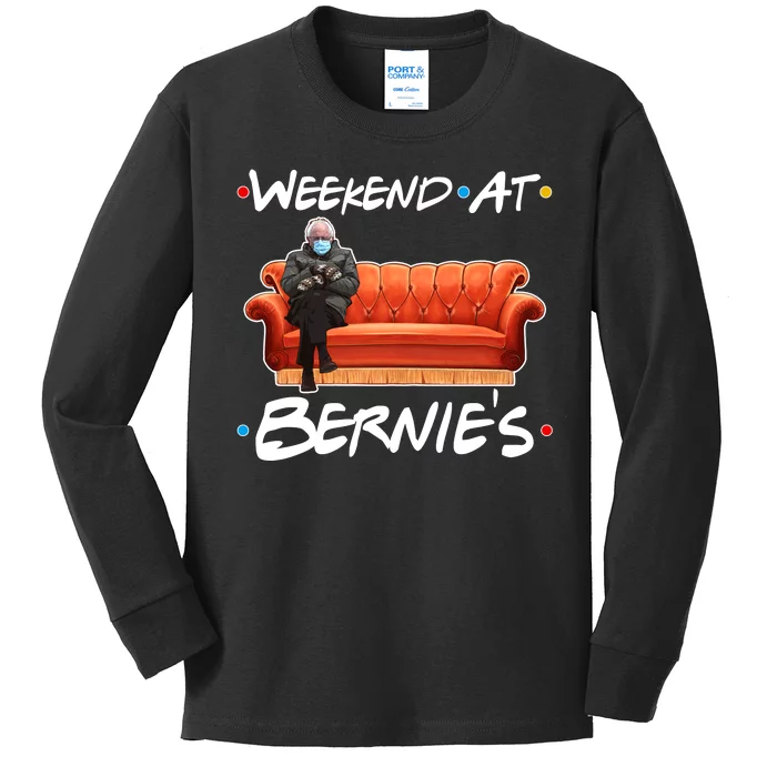 Weekend At Bernie's Mittens Meme Friends Kids Long Sleeve Shirt