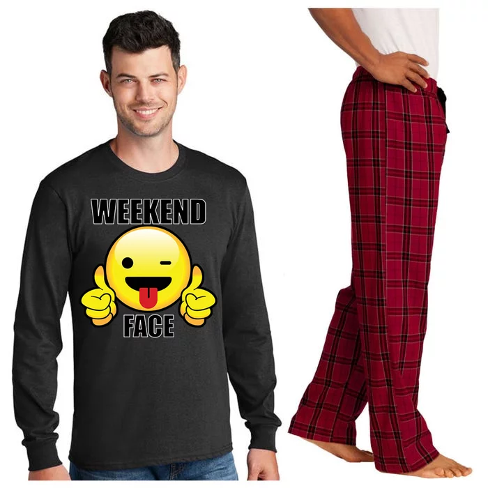 Weekend Face Emoji Long Sleeve Pajama Set