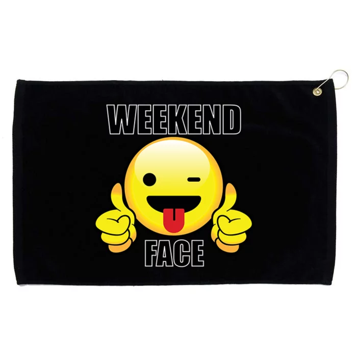 Weekend Face Emoji Grommeted Golf Towel