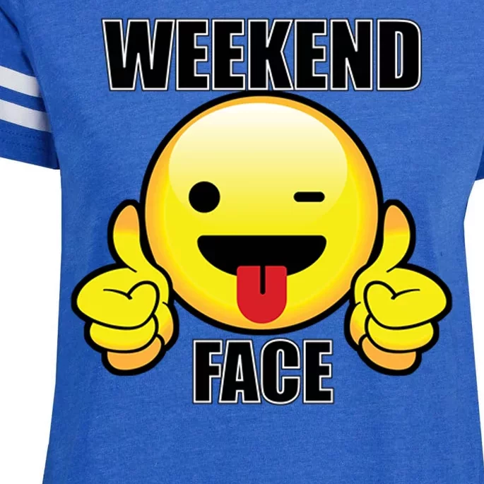 Weekend Face Emoji Enza Ladies Jersey Football T-Shirt