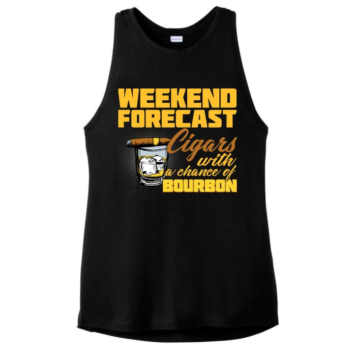 Weekend Forcast Cigars and Bourbon Ladies Tri-Blend Wicking Tank