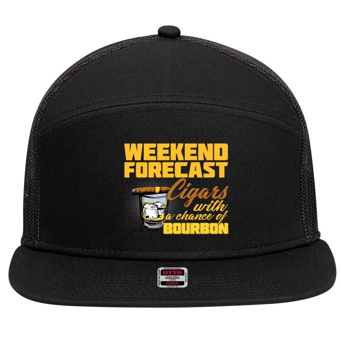 Weekend Forcast Cigars and Bourbon 7 Panel Mesh Trucker Snapback Hat