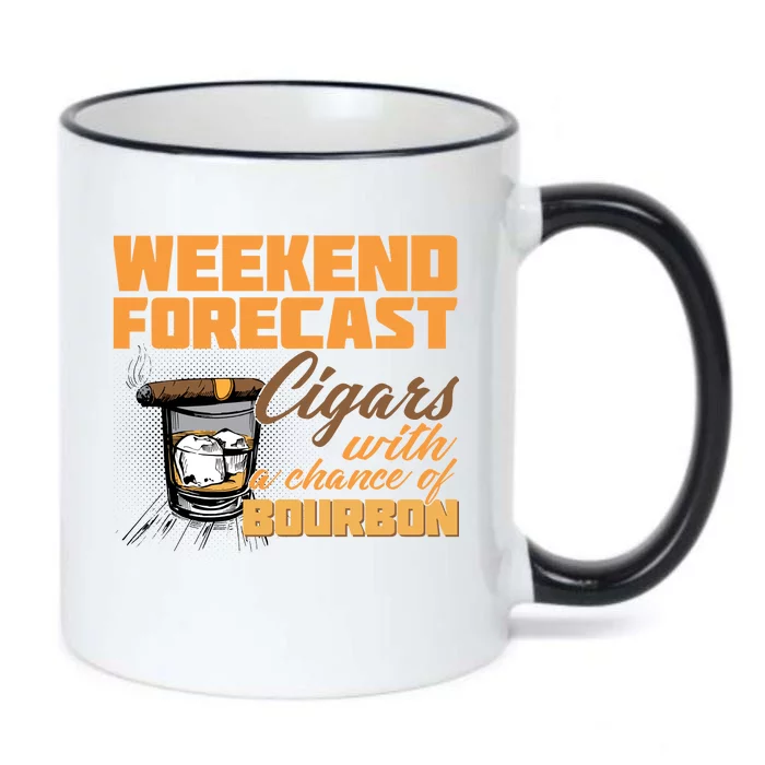 Weekend Forcast Cigars and Bourbon Black Color Changing Mug