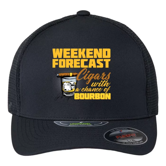 Weekend Forcast Cigars and Bourbon Flexfit Unipanel Trucker Cap