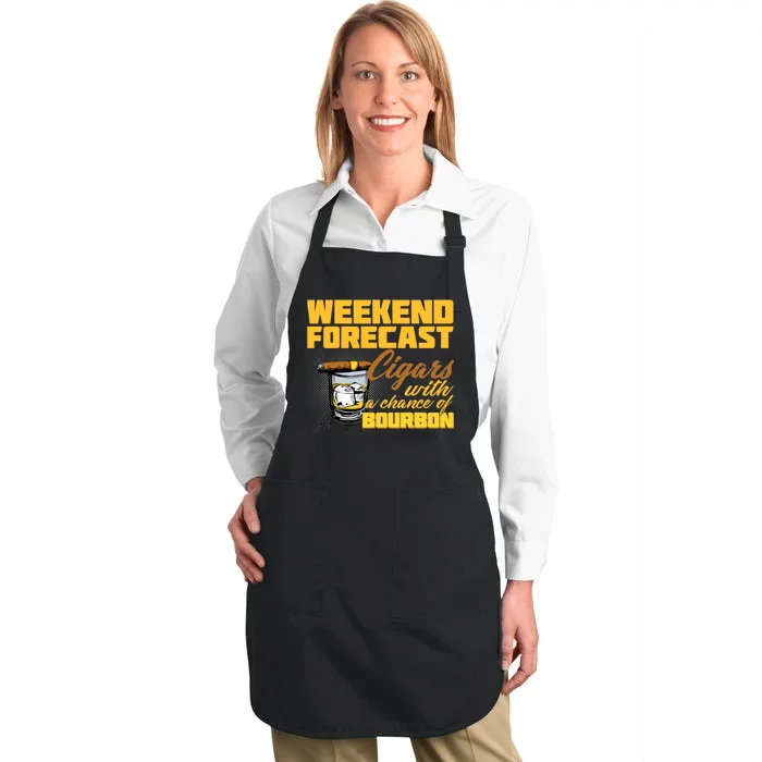 Weekend Forcast Cigars and Bourbon Full-Length Apron With Pocket