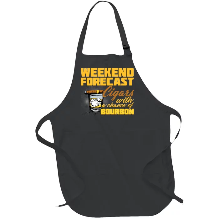 Weekend Forcast Cigars and Bourbon Full-Length Apron With Pocket